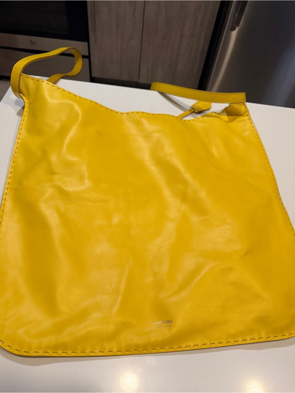 Tom Ford Large Yellow Leather Shopping Tote Shoulder Bag Italy - Picture 8 of 9